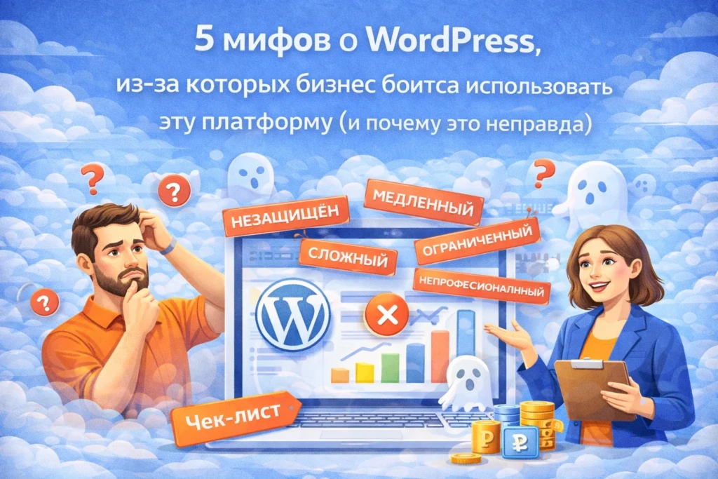 Изображение для Тема статьи 5 мифов о WordPress